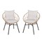 Merrick Lane Alma Set Of 2 Faux Rattan Rope Patio Chairs, Papasan Style Indoor/Outdoor Chairs with Seat & Back Cushions